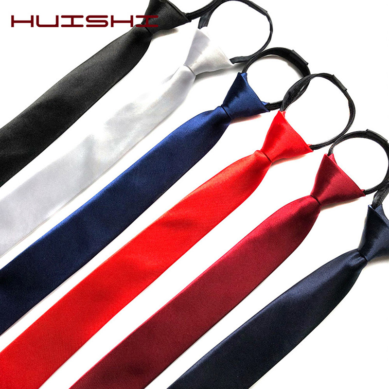 Skinny Tie Men - HUISHI-corbata ajustada con cremallera para hombre