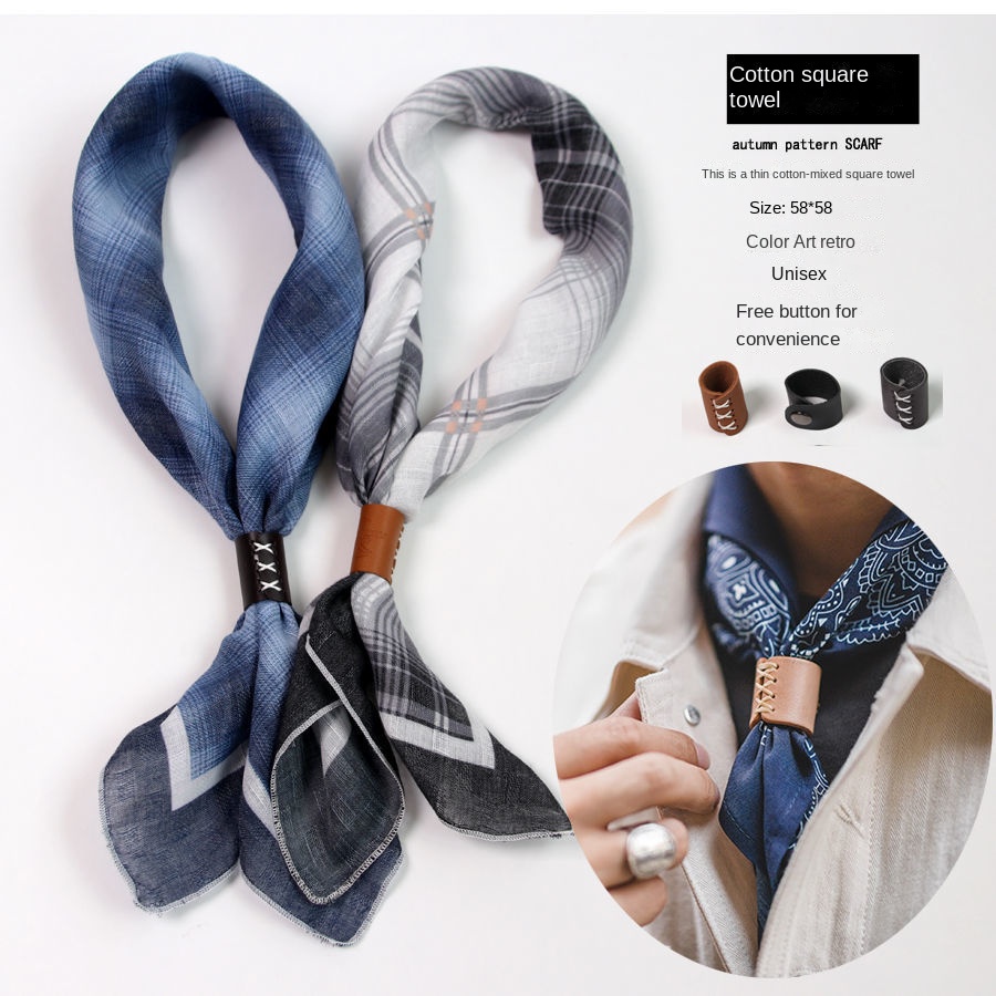 Ascot Neck Scarf - Bufanda cuadrada para hombre con botones,